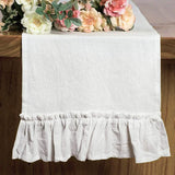Qfdian 100% Cotton Ruffle White Table Runners for Rustic Wedding Decoration Baby Shower Birthday Party Living Room Kitchen Dinner Decor