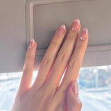 Qfdian 10Pcs Hot Sale New Handmade Press on Nails Pink French Oval False Nails Artificial Wearable Manicure Nail Tips Art