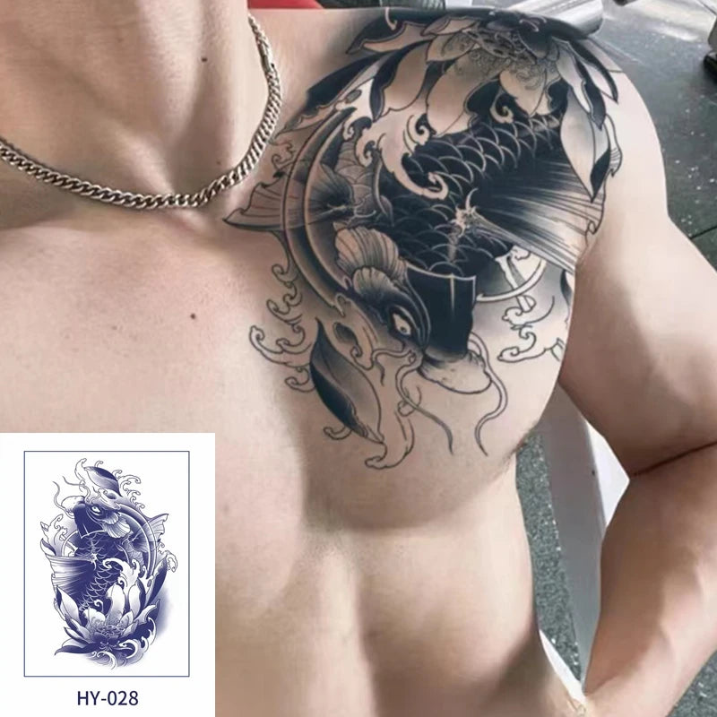 Qfdian Japanese Traditional Half Arm Herbal Juice Temporary Tattoo Stickers Sakura Leaf Lasting Art Fake Tattoo Men Women Faux Tatouage