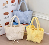 Qfdian Casual Simple Pleated Bow Solid Women's Handbags All Match Shopping Top-Handle Bags Fashion Y2k Aesthetic Trendy Clutches Female