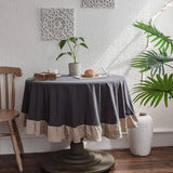 Qfdian White Round Table Cloths Retro Farmhouse Washable Fabric Table Covers for Restaurant Kitchen Wedding Party Christmas Decorations