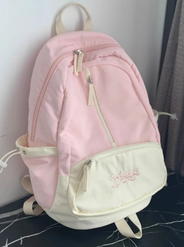 Qfdian Patchwork Contrast Color Preppy Zipper Backpack Sweet Y2k Aesthetic Chic Fashion Backpacks High-capacity Casual Schoolbags Women