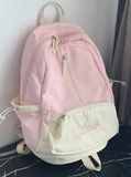 Qfdian Patchwork Contrast Color Preppy Zipper Backpack Sweet Y2k Aesthetic Chic Fashion Backpacks High-capacity Casual Schoolbags Women