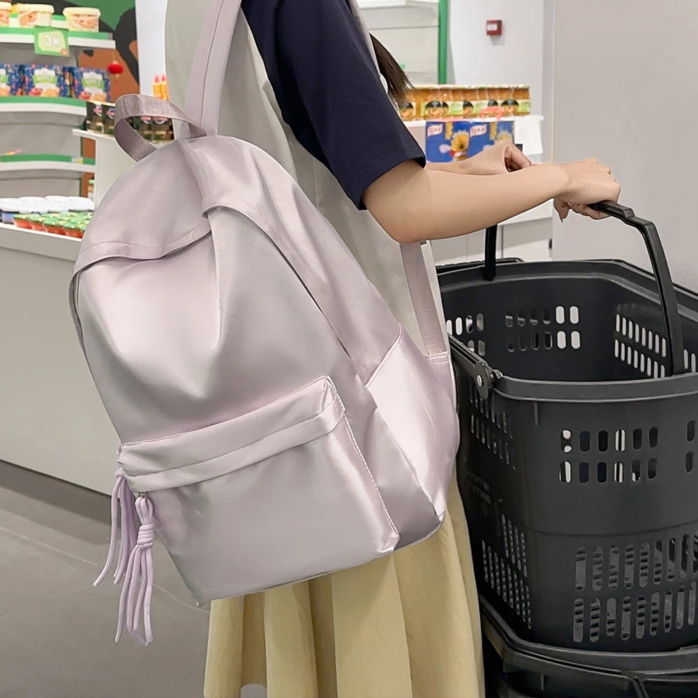 Qfdian Backpack for College Students, High School, Large Capacity Travel Backpack, Solid Color, Simple Computer Backpack