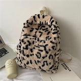 Qfdian Personality Fashion Leopard Fluffy Rucksack Y2k Preppy Casual Harajuku Backpack High-capacity Vintage Grunge Students Schoolbags