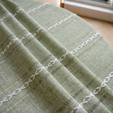 Qfdian Green Round Tablecloth Striped Embroidered Table Cover Farmhouse Tassel Table Cloth for Table Kitchen Dining Room Tabletop Decor