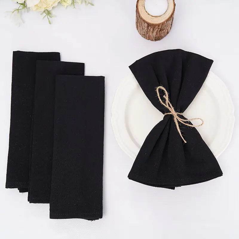 Qfdian 10PC Cloth Napkins Dark Green 30X45cm Thanksgiving Cotton Dinner Napkin for Wedding Party Baby Shower Christmas Table Decoration