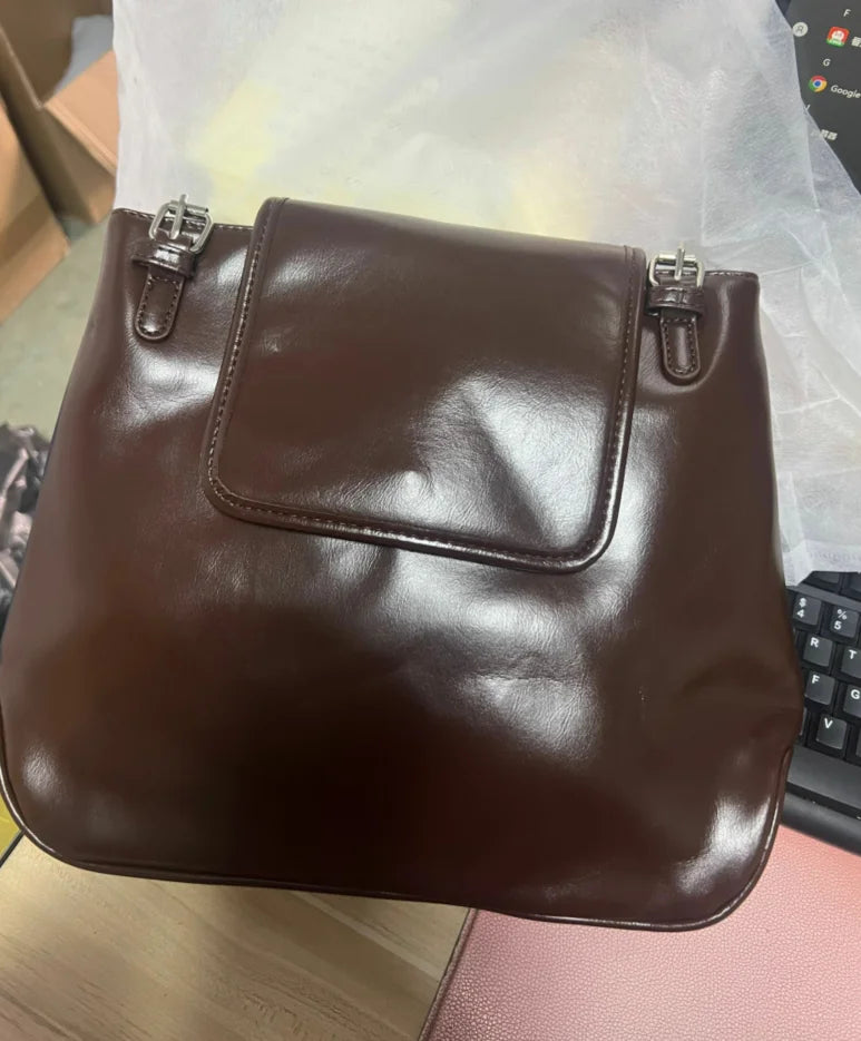 Qfdian Vintage Office Lady Simple Women's Handbags All Match Casual Underarm Bag Streetwear Fashion Trendy Shoulder Bags Y2k Aesthetic