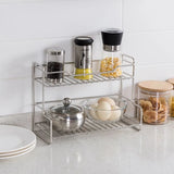 Qfdian Kitchen Countertop Storage Rack Spice Shelf Versatile Stainless Steel Storage Basket for Bathroom Toiletries Cup Organizer Racks