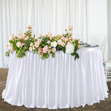 Qfdian White Table Skirts Rectangle Polyester Ruffle Tablecloth for Wedding Birthday Party Baby Bridal Shower Banquet Table Decorations