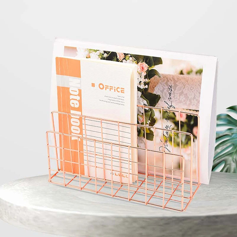 Qfdian Ins Minimalist Iron Desktop Storage Rack Organizer Table Organizing Rack Document Book Rack Desk Multi-functional Storage Rack