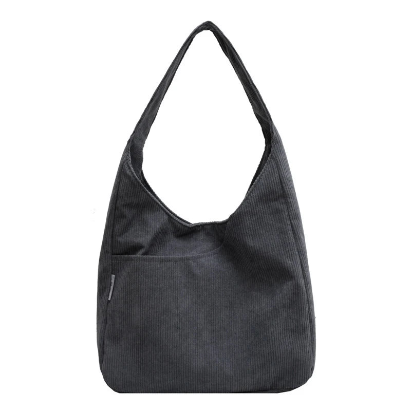 Qfdian Fashion Women's Tote Bag Corduroy Simple Casual Large Capacity Designer Handbags for Women Travel Solid Shopper Bag