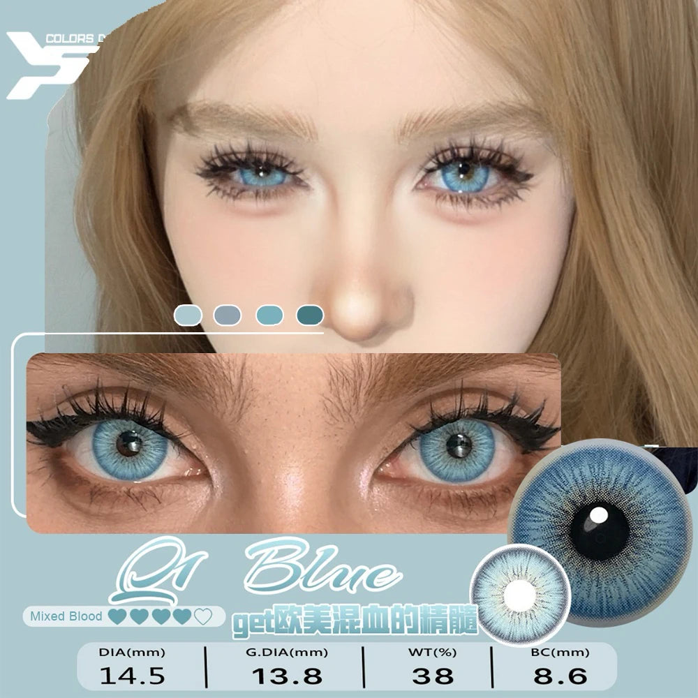 Qfdian Graded 1pair Color Contact Lenses Mixblood Softlens 12months