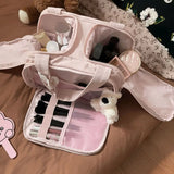 Qfdian Large Capacity Cosmetic Bag Female Travel Wash Handbag Bathroom Partition Shower Makeup Pouch Unisex Toiletries Organizer