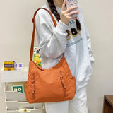 Qfdian Streetwear Women Simple Zipper Shoulder Bags All Match Y2k Aesthetic Fashion Handbags Casual Vintage Women Underarm Bag Trendy
