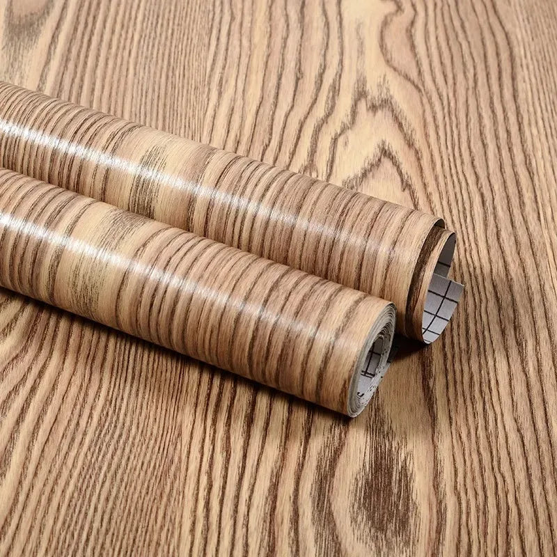 Qfdian 40CM X 1M Thickened Anti Fouling Waterproof Wood Grain Self-adhesive PVC Modern Furniture Decorative Wallpaper