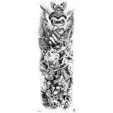 Qfdian Full Arm Tattoo Waterproof Temporary StickerCool Skull Fish Dragon Lion Clock Men Women Art Fake Sticker Glitter Style