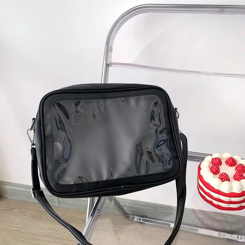 Qfdian Japanese Preppy All Match Shoulder Bag Girls Transparent Patchwork Handbags Women Y2k Aesthetic Simple Cute Crossbody Ita Bags