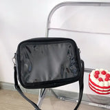 Qfdian Japanese Preppy All Match Shoulder Bag Girls Transparent Patchwork Handbags Women Y2k Aesthetic Simple Cute Crossbody Ita Bags