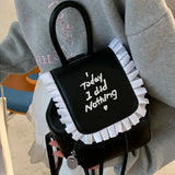 Qfdian Sweet Y2k Aesthetic Girls Letter Embroidery Preppy Schoolbags Women Students All Match Ins Fashion Ruffled Chic Mini Backpacks