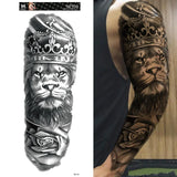 Qfdian Waterproof Full Arm Temporary Tattoo Sticker Tiger Lion Wolf Eye For Man Women Body Art Sleeve Flash Fake Shoulder Tatoo
