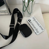 Qfdian Vintage All Match Wide Straps Crossbody Bags Simple Women Mini Purses Fashion Casual Y2k Aesthetic Shoulder Handbags Streetwear