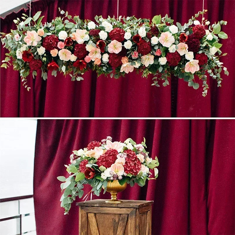 Qfdian 25PCS Hydrangea Artificial Flowers  Silk Hydrangea Heads Flowers for DIY Wedding Centerpiece Home Party Decoration