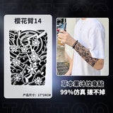 Qfdian Japanese Traditional Half Arm Herbal Juice Temporary Tattoo Stickers Sakura Leaf Lasting Art Fake Tattoo Men Women Faux Tatouage
