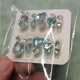 Qfdian 10pcs High Quality Handmade Press on Nails BLingBLing Blue Eyes Diamond of Duck Egg Korean Nail Art Accessories