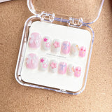 Qfdian 12Pcs/Set Cartoon Style Kids Fake Nails Detachable Press On Fake Nails Full Cover Press Stick On Nails Children Nail Decor