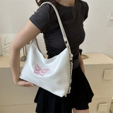 Qfdian Women Tote Bag Shopper Shoulder Bags Handbags Large Capacity Storage Reusable Butterfly Backpack School Bags For Girl Gifts