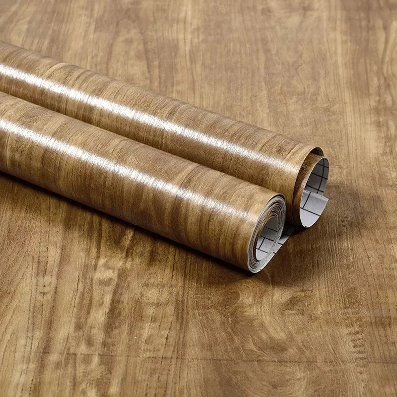 Qfdian 40CM X 1M Thickened Anti Fouling Waterproof Wood Grain Self-adhesive PVC Modern Furniture Decorative Wallpaper