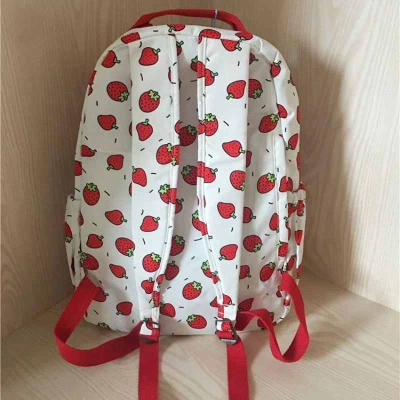 Qfdian High-capacity Women All Match Backpack Kawaii Cute Strawberry Print Students Schoolbags   Harajuku Sweet Chic Backpacks