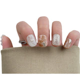 Qfdian 10pcs Handmade Design Fake Nails Press On Nails Short Fake Nails Manicure Artist Latte Round Head Wearable Fingernail Decoration