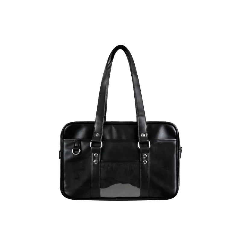 Qfdian Y2k Aesthetic Jk Casual Ita Bags Preppy Vintage All Match Pu Women's Handbags Japanese Preppy Transparent Shoulder Underarm Bag