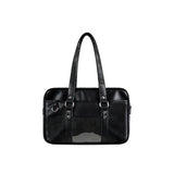 Qfdian Y2k Aesthetic Jk Casual Ita Bags Preppy Vintage All Match Pu Women's Handbags Japanese Preppy Transparent Shoulder Underarm Bag