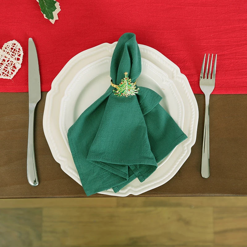 Qfdian 10PC Cloth Napkins Dark Green 30X45cm Thanksgiving Cotton Dinner Napkin for Wedding Party Baby Shower Christmas Table Decoration