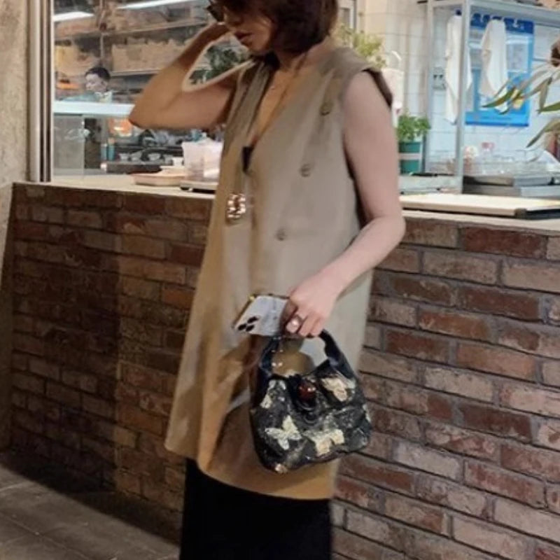Qfdian Y2k Harajuku Butterfly Purses Luxury Design Mini Handbags Vintage Fashion Ins Top-Handle Bag All Match Shoulder Crossbody Bags