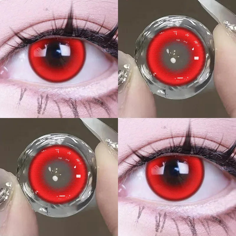 Qfdian Cosplay Myopia Color Contact Lenses Anime Orange Yellow Pupil 6months 1pair Halloween Cute Eye Lenses 14.2mm