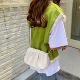 Qfdian Korean Simple Fairy Pleated Cloud Bag Women Y2k Aesthetic Chic Elegant Shoulder Bags 2025 Office Lady Fashion Handbags Crossbody