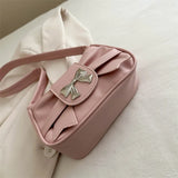Qfdian Underarm Small Square Bag Butterfly Knot PU Single Shoulder Handbag Women's Crossbody Tote