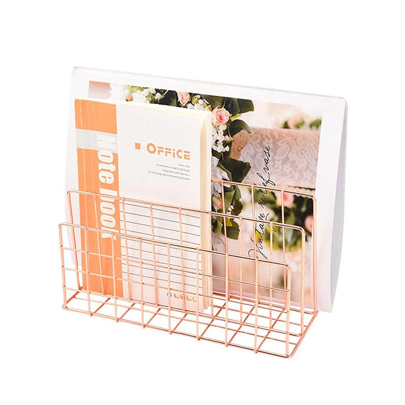 Qfdian Ins Minimalist Iron Desktop Storage Rack Organizer Table Organizing Rack Document Book Rack Desk Multi-functional Storage Rack