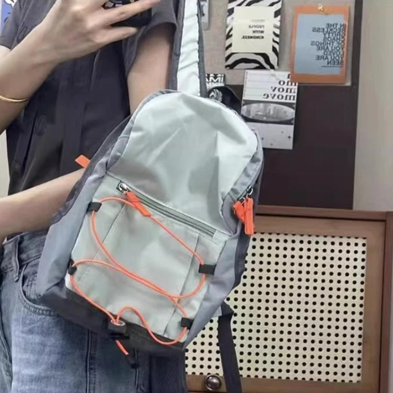Qfdian Patchwork Contrast Color Fashion Backpacks Trendy All Match Travel Casual Backpack 2025 New Women Sweet Y2k Aesthetic Schoolbags