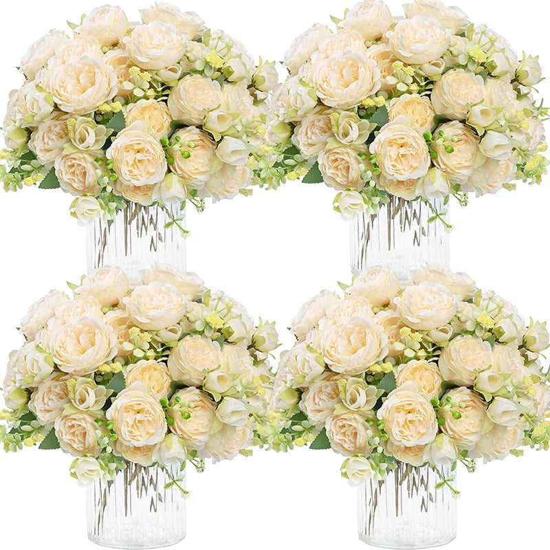 Qfdian 8 Packs Artificial Peonies Flowers Silk Peonies Flowers Fake Peonies Bouquet for Centerpiece Table Wedding Party Home Decor