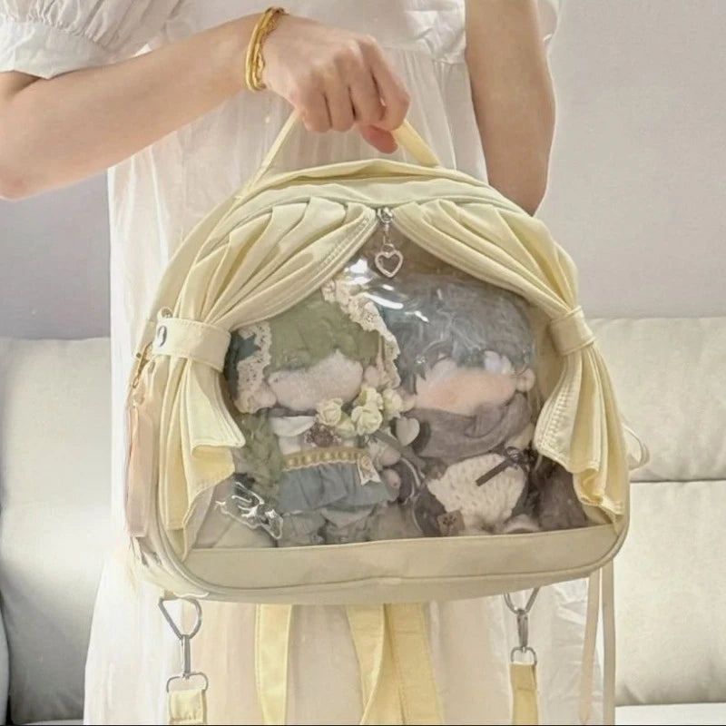 Qfdian Transparent Kawaii Zipper Pleats Women's Handbags All Match Casual Crossbody Bag Y2k Aesthetic Trendy Shoulder Bags Fashion Chic