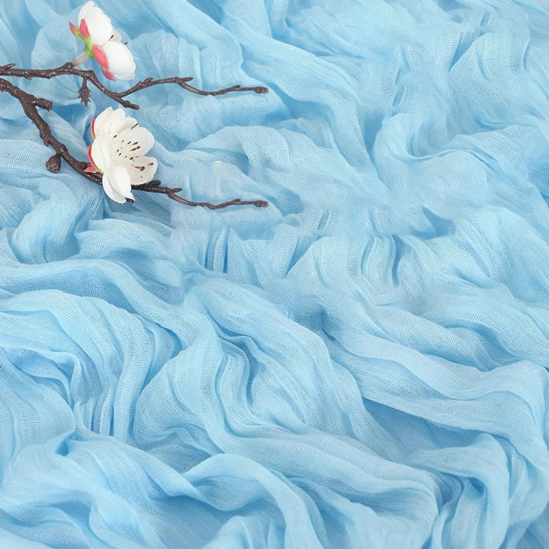 Qfdian Beige Table Runner Gauze Cheesecloth Rustic Sheer Boho Wedding Decoration Tablecloth Baby Shower Christmas Birthday Party Decors