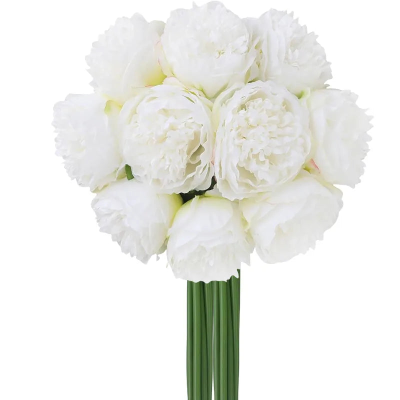 Qfdian 10PCS  Artificial Peony Flowers Fake Silk Peony for Home Wedding Table Centerpieces Party Festiva Decoration