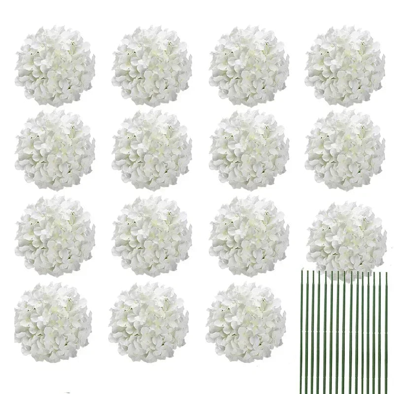 Qfdian Silk Hydrangea Flowers 54 Petals Artificial Hydrangeas with Stem for Flower Arrangement Table Decor Wedding Home Decoration