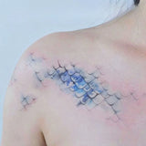Qfdian Colorful Mermaid Scales Temporary Tattoo Stickers Waterproof Long-lasting Chest Art Fake Tattoo Hot Girl Women Tatouage Cool