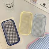 Qfdian Desktop Storage Basket INS Metal Sundries Organizer Basket Photocard Case Office Stationery Home Supplies Make Up Sorting Holder